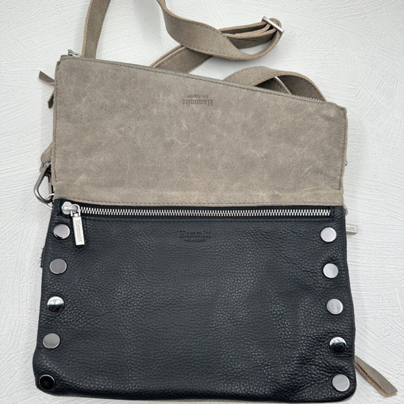 Hammitt Dillon Black & Pewter Brushed Silver Hardware Cross Body Shoulder Clutch - Picture 6 of 13